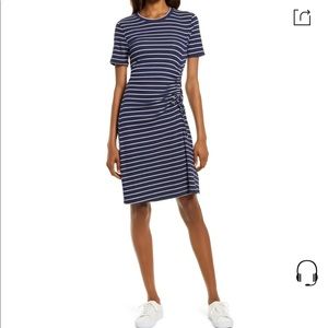 TREASURE & BOND RIB T-SHIRT DRESS IN NAVY BLUE/ WHITE STRIPE